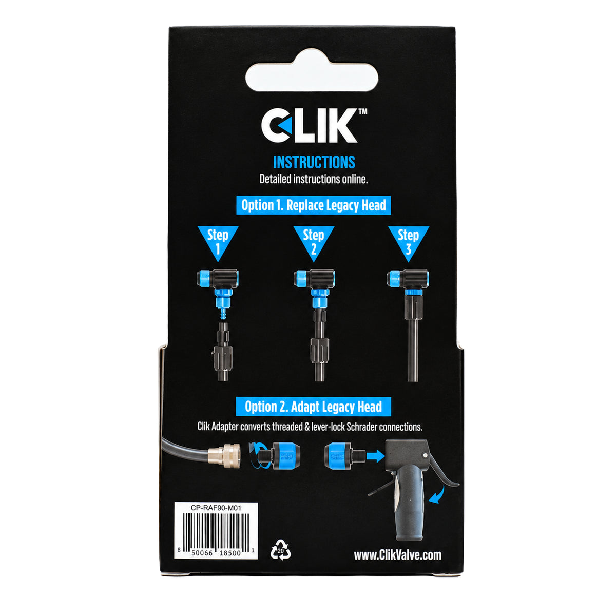 Clik 2 合 1 直角幫浦頭和可拆卸幫浦轉接器(鋁製)