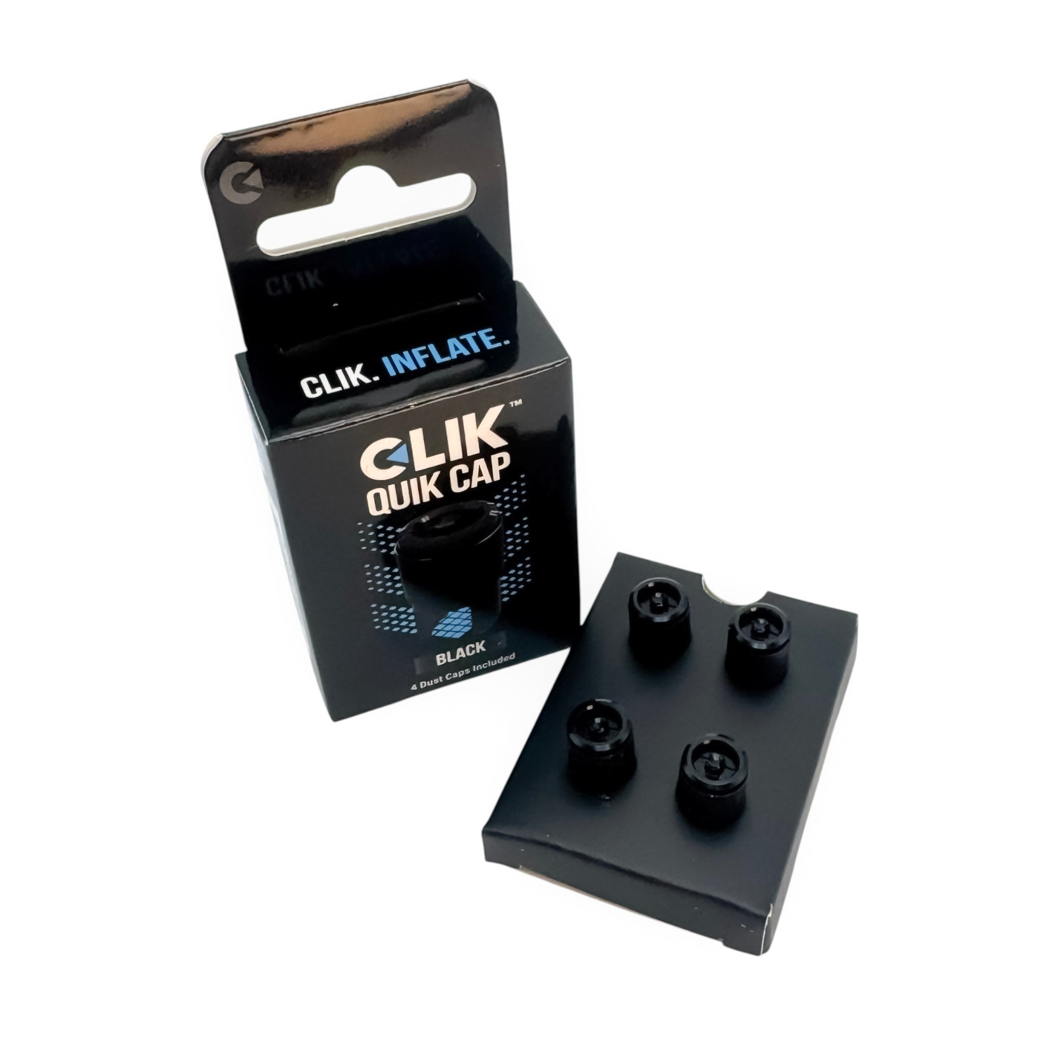Clik Valve Quik Dust Caps (Set of 4) - Aluminum Clik-On / Pull-Off Caps with Built-In Valve Tool