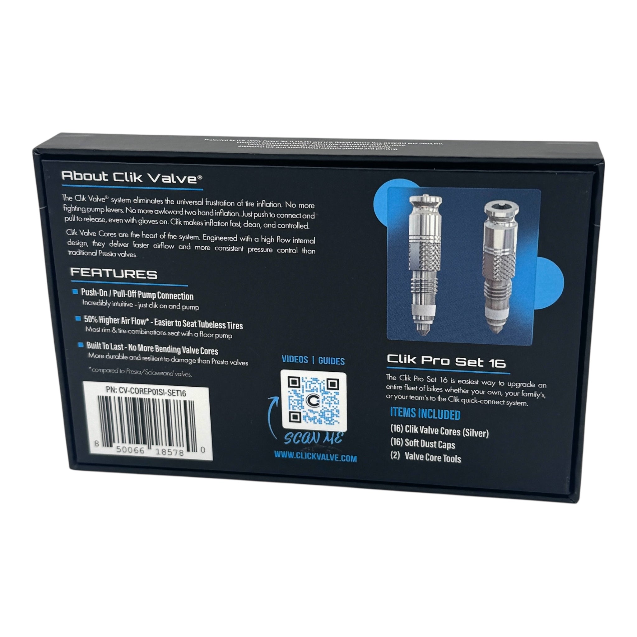 Clik Valve Pro Set 16 (Set of 16 Clik Cores & Dust Caps)