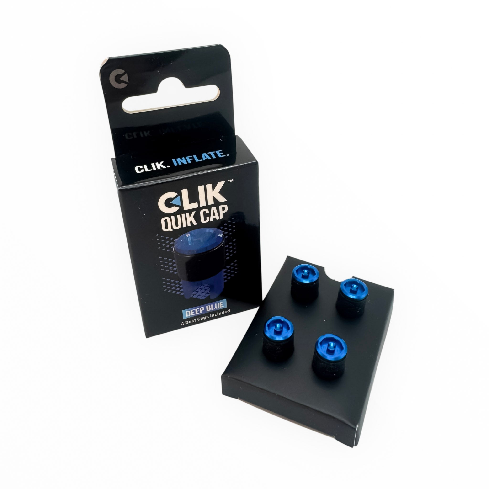 Clik Valve Quik Dust Caps (Set of 4) - Aluminum Clik-On / Pull-Off Caps with Built-In Valve Tool