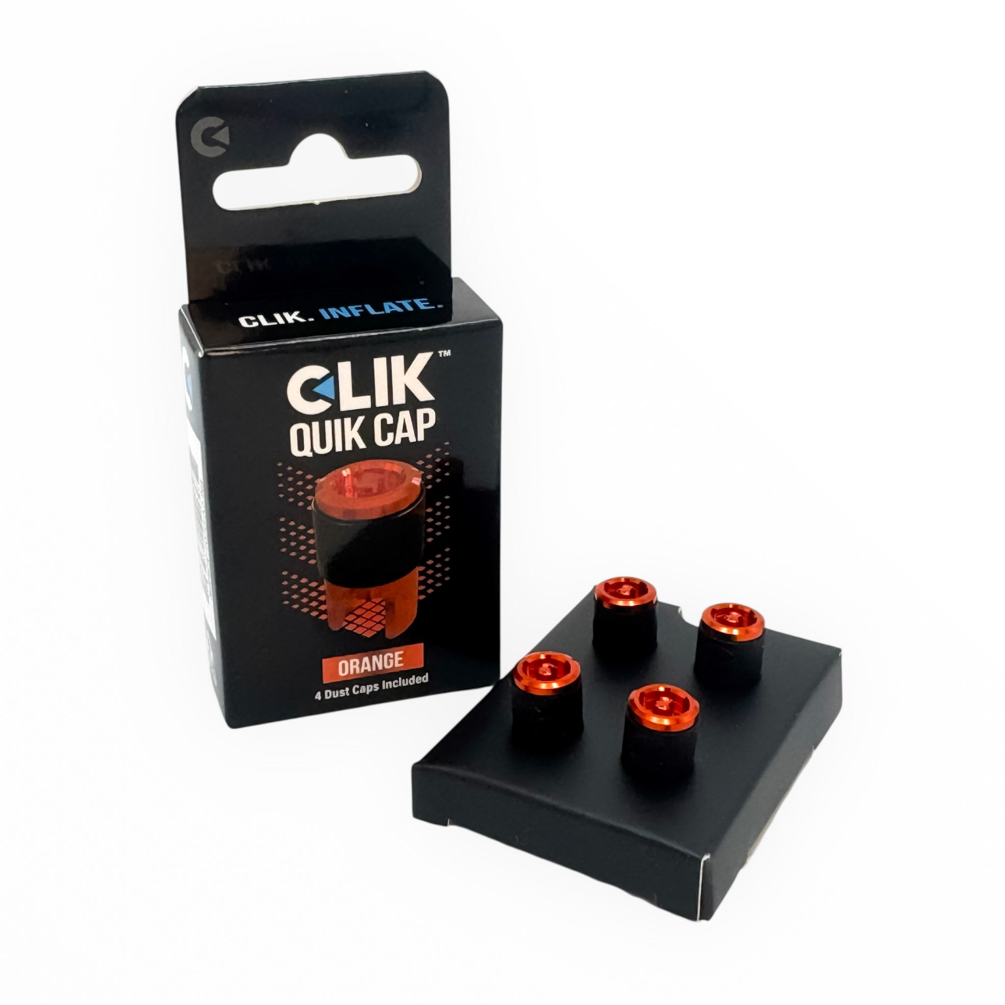 Clik Valve Quik Dust Caps (Set of 4) - Aluminum Clik-On / Pull-Off Caps with Built-In Valve Tool