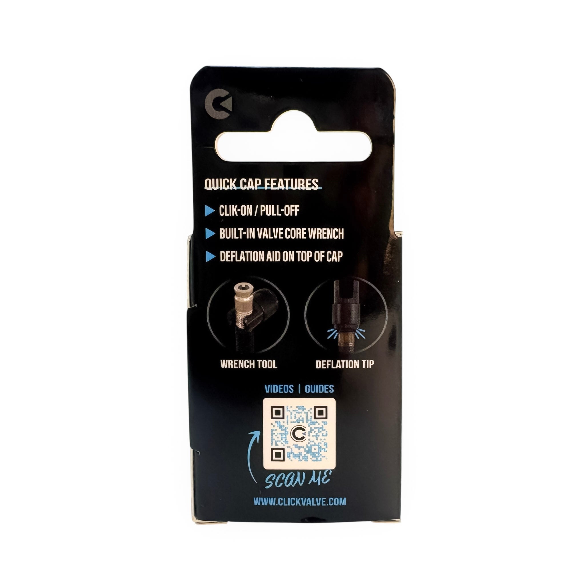 Clik Valve Quik Dust Caps (Set of 4) - Aluminum Clik-On / Pull-Off Caps with Built-In Valve Tool