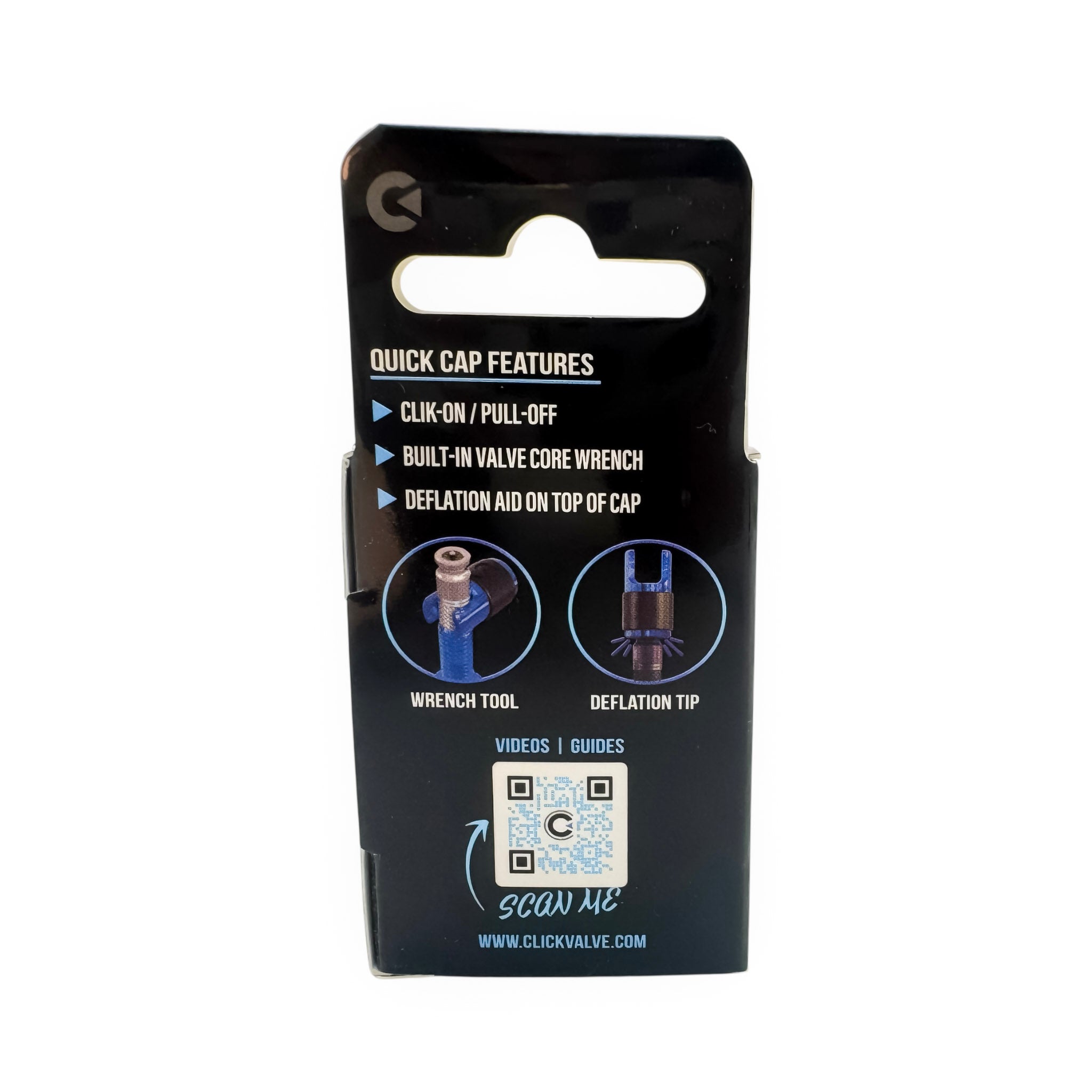 Clik Valve Quik Dust Caps (Set of 4) - Aluminum Clik-On / Pull-Off Caps with Built-In Valve Tool