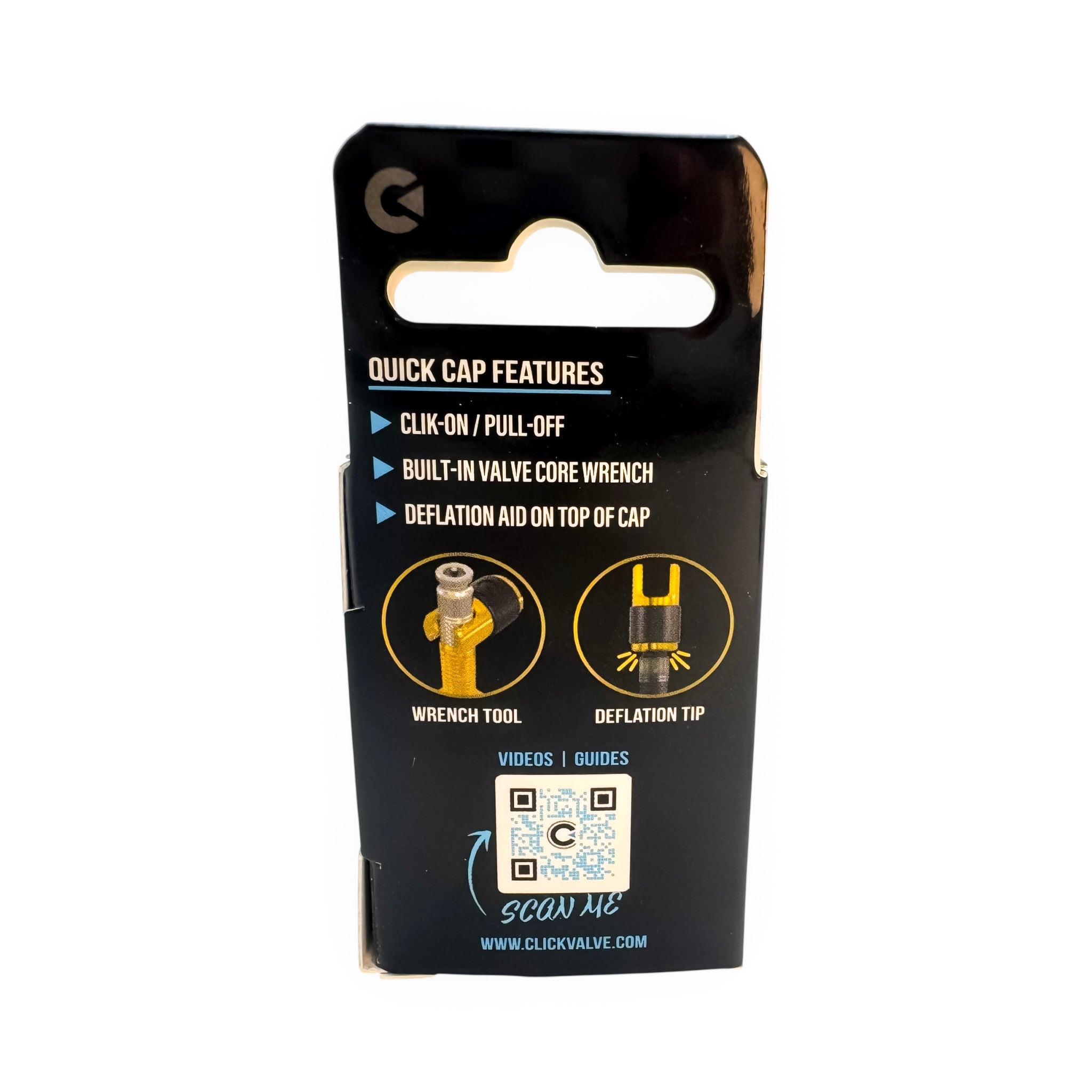 Clik Valve Quik Dust Caps (Set of 4) - Aluminum Clik-On / Pull-Off Caps with Built-In Valve Tool