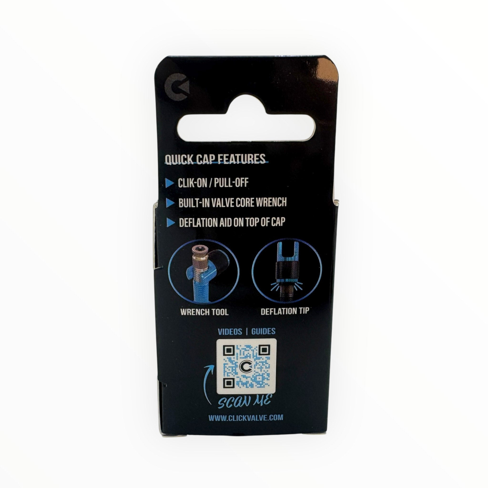 Clik Valve Quik Dust Caps (Set of 4) - Aluminum Clik-On / Pull-Off Caps with Built-In Valve Tool