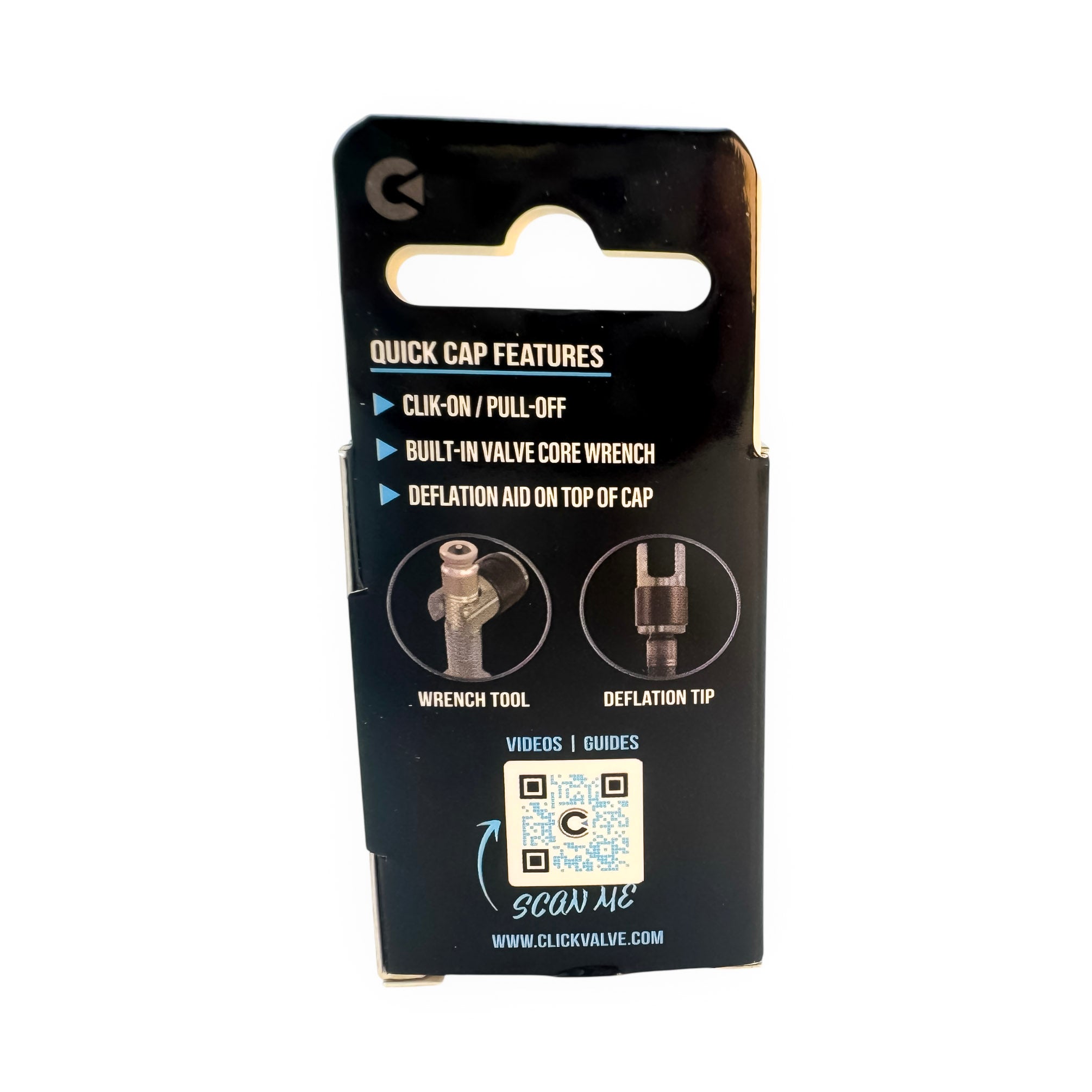 Clik Valve Quik Dust Caps (Set of 4) - Aluminum Clik-On / Pull-Off Caps with Built-In Valve Tool