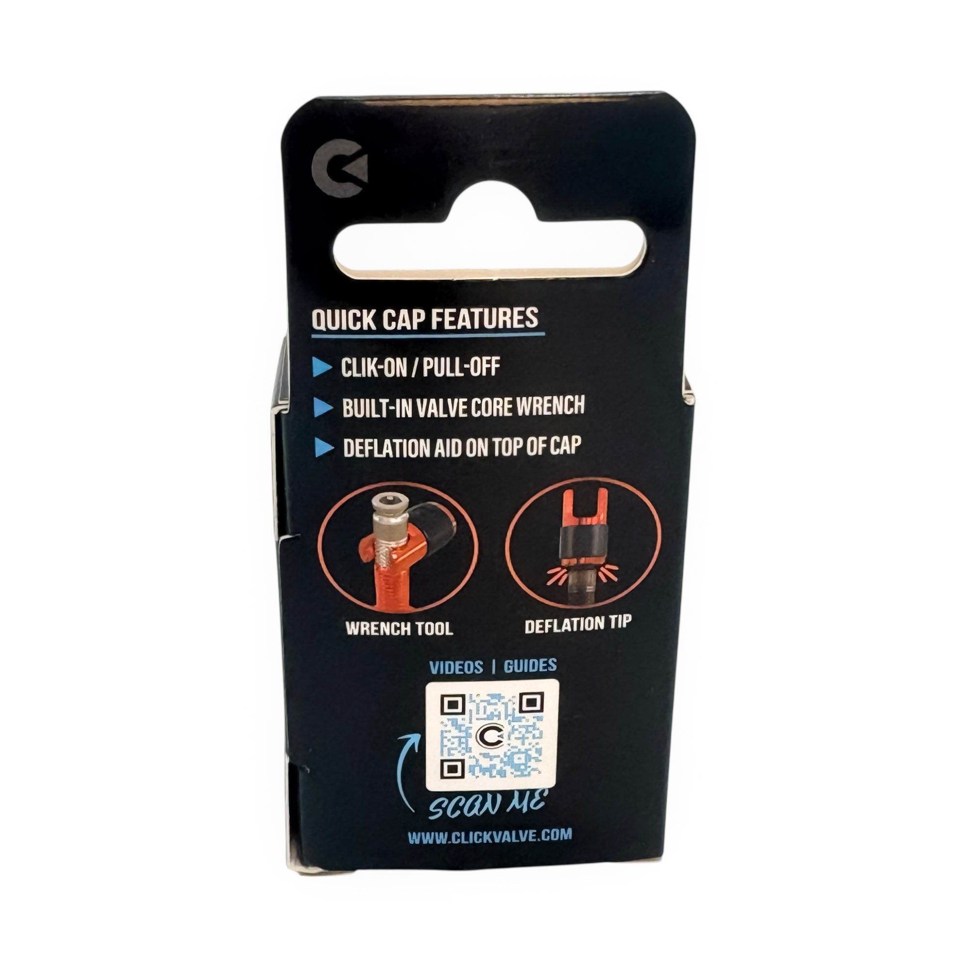 Clik Valve Quik Dust Caps (Set of 4) - Aluminum Clik-On / Pull-Off Caps with Built-In Valve Tool