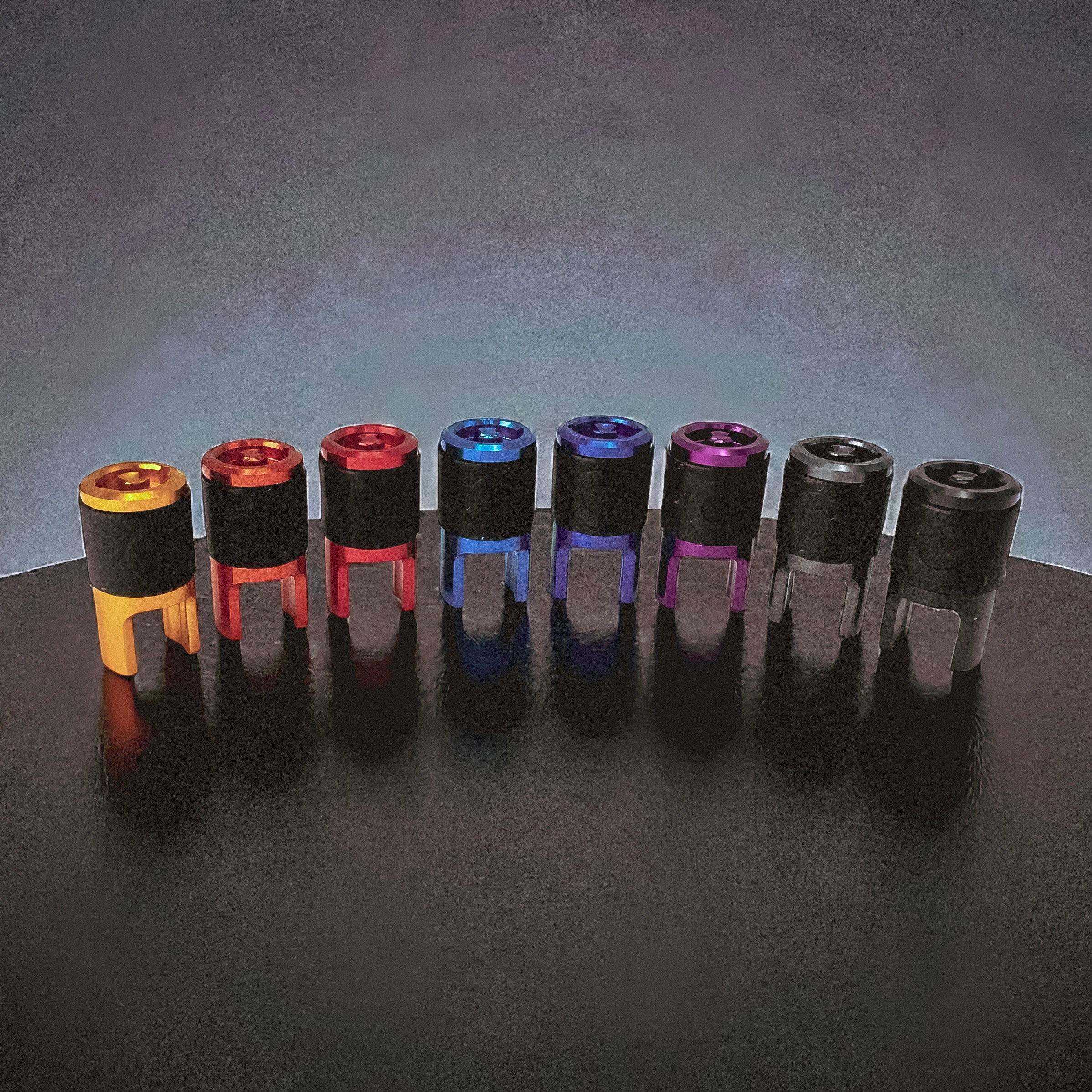 Clik Valve Quik Dust Caps (Set of 4) - Aluminum Clik-On / Pull-Off Caps with Built-In Valve Tool