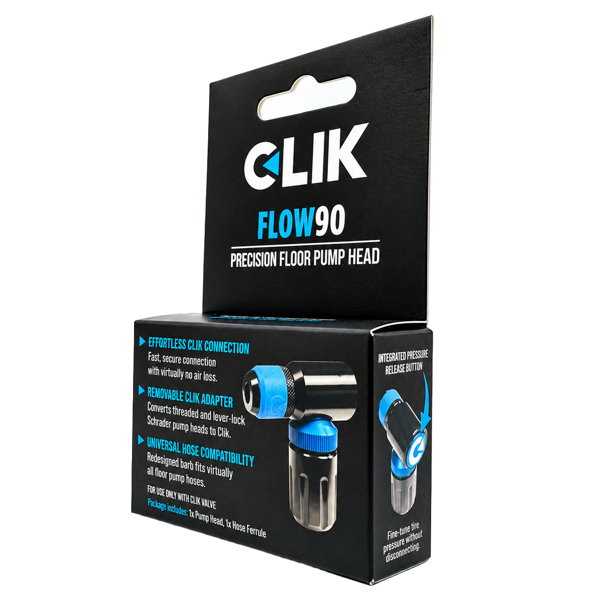 Clik 2 合 1 直角幫浦頭和可拆卸幫浦轉接器（鋁製）