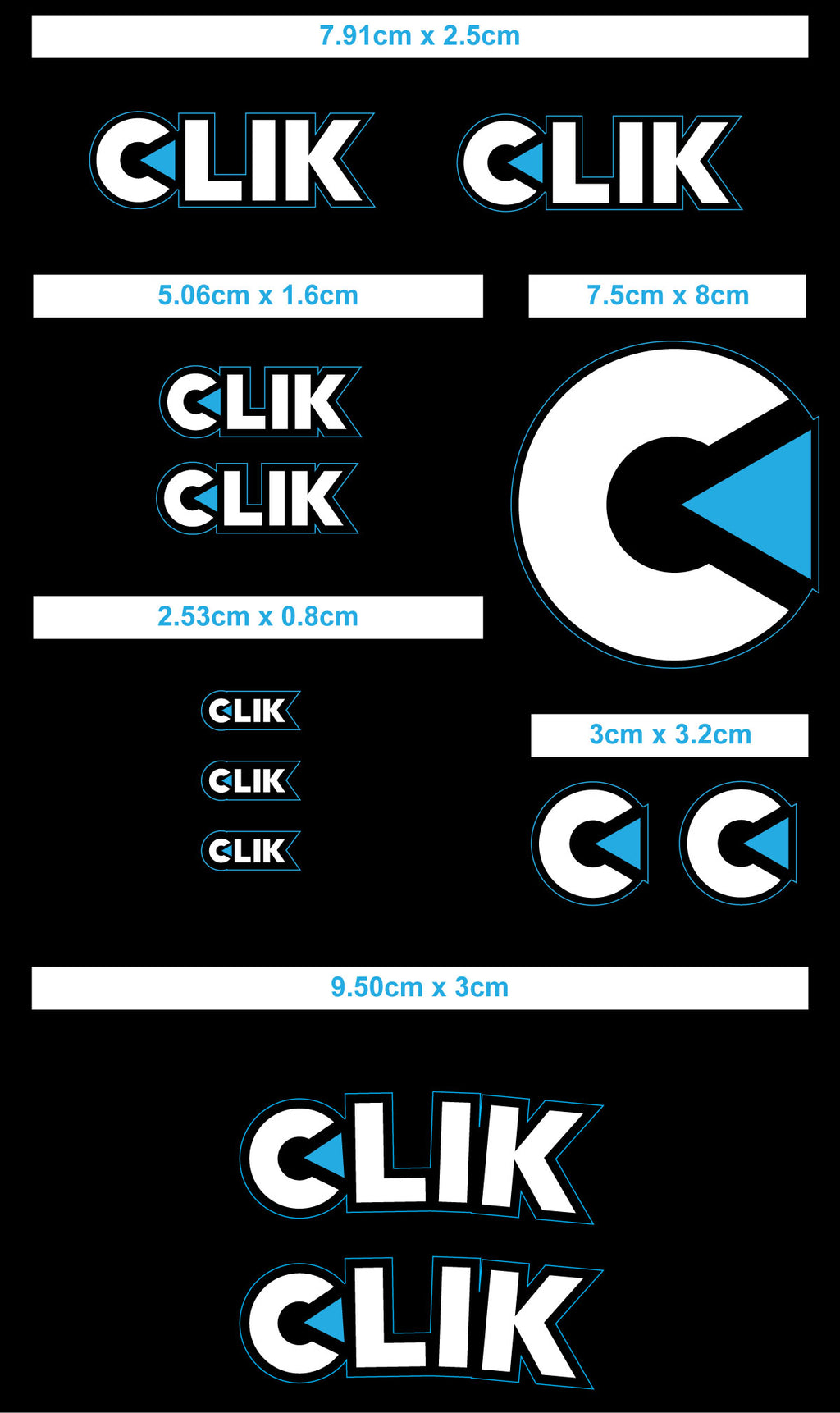 Clik Decal Set - Multiple Sizes - Pre-Cut Vinyl Stickers