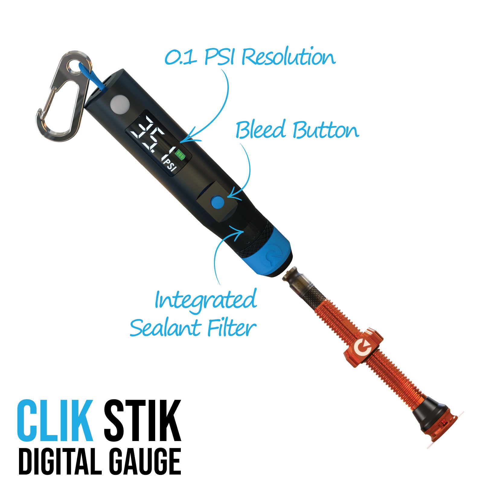 Clik Stik™ Digital Gauge for Clik Valve (Max 150psi) - USB-C