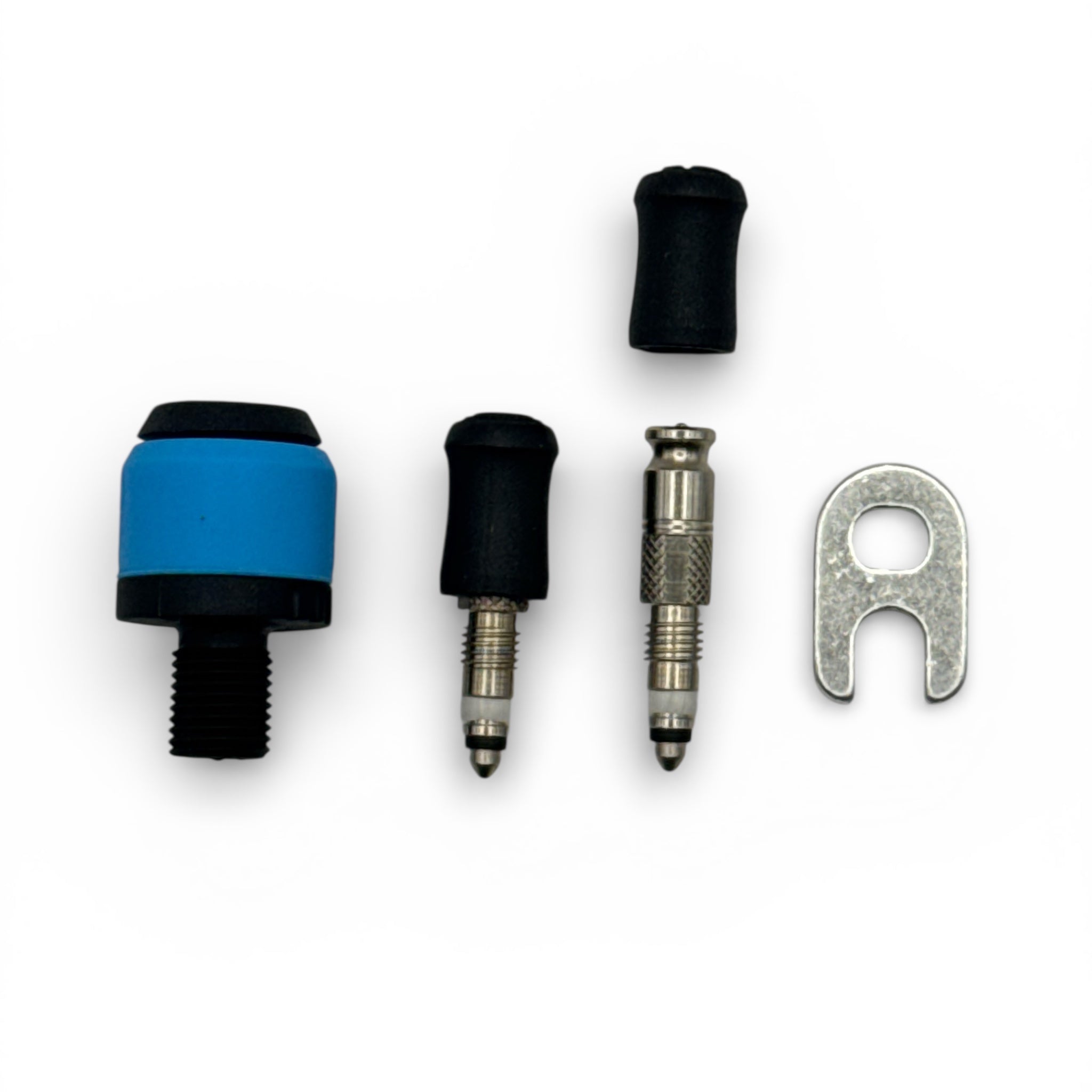 Clik Valve Core & Adapter Starter Kit - Set of 2 Clik Valve Cores (Silver) for Presta stems  & Plastic Clik Pump Adapter