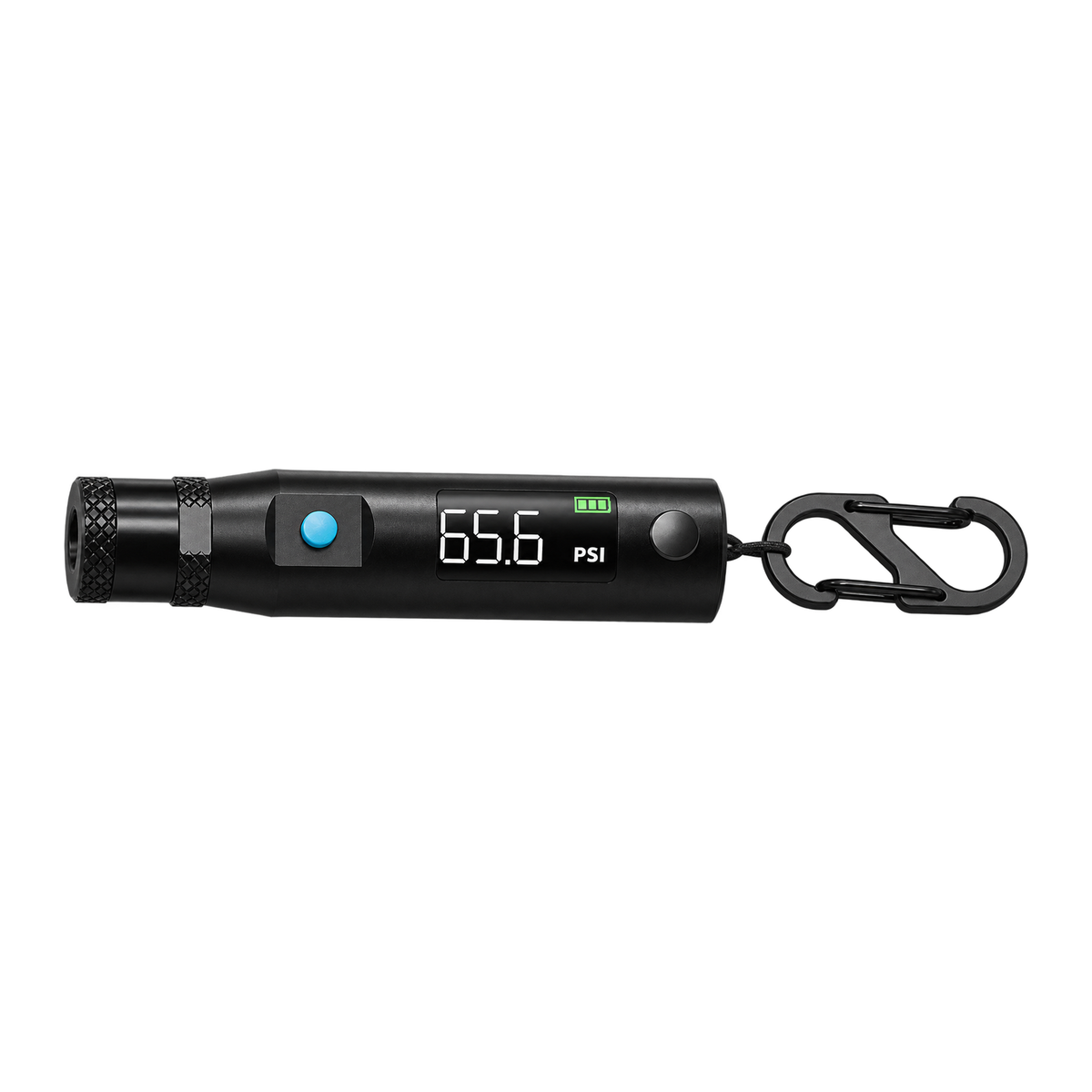 Clik PocketPro digital tire pressure gauge fitted with its included reversible Presta and Schrader inlet.
