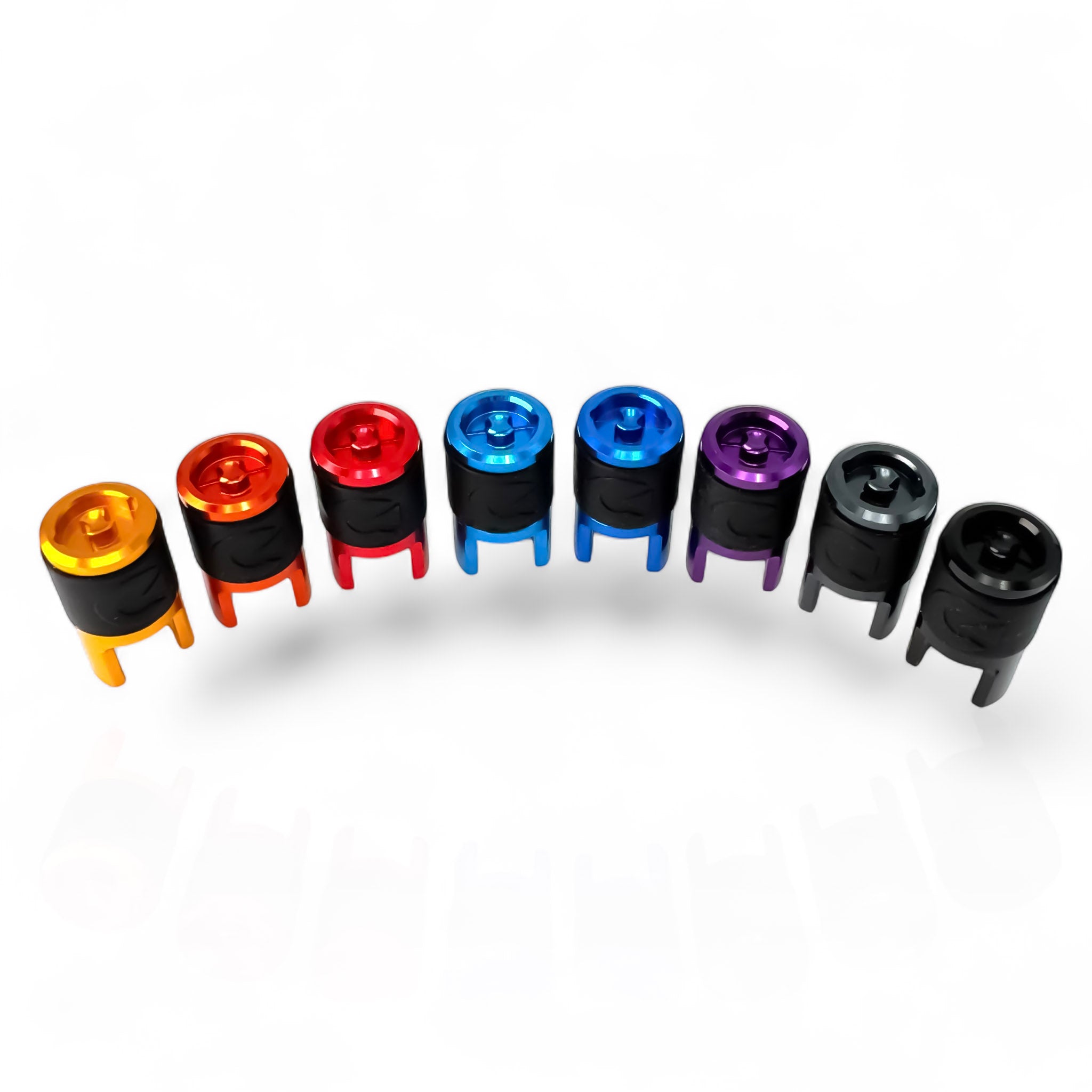 Clik Valve Quik Dust Caps (Set of 4) - Aluminum Clik-On / Pull-Off Caps with Built-In Valve Tool